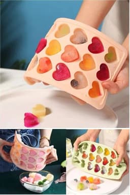 image-Practical Heart Shaped Silicone Ice Mold Non Stick Silicone Ice Tray