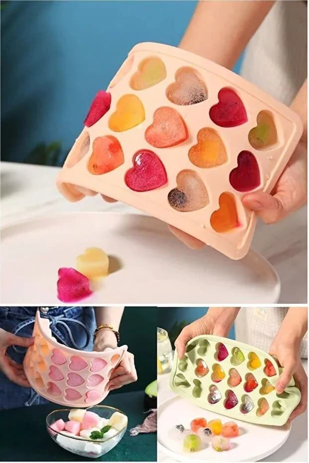 image-Practical Heart Shaped Silicone Ice Mold Non Stick Silicone Ice Tray