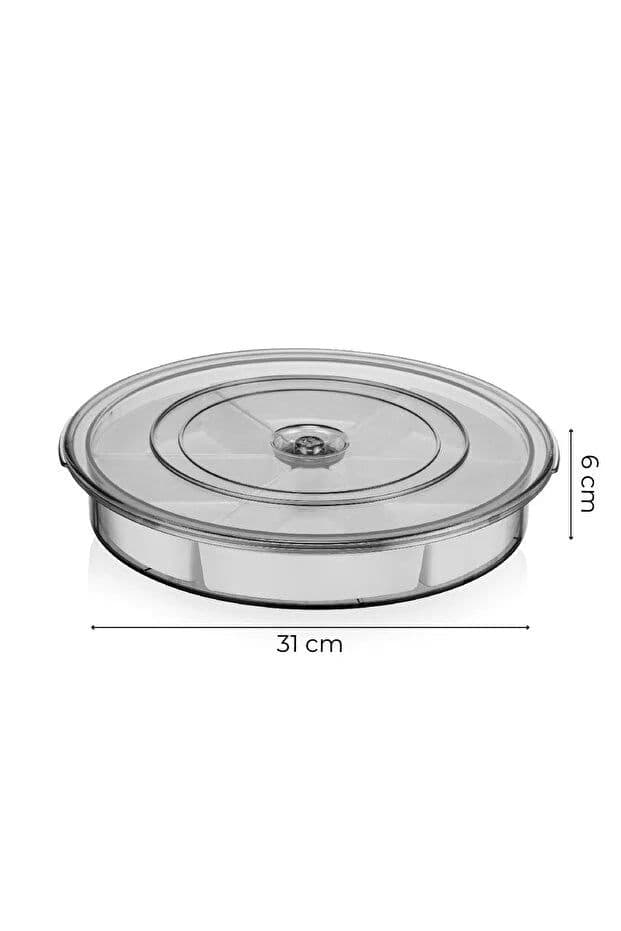 image-Large 6 Compartment 360 Rotating Breakfast Set Bowls Round Serving