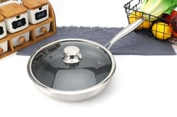 image-Premium 26/28cm Stainless Steel Frying Pan – Food Grade 304 Non-Stick