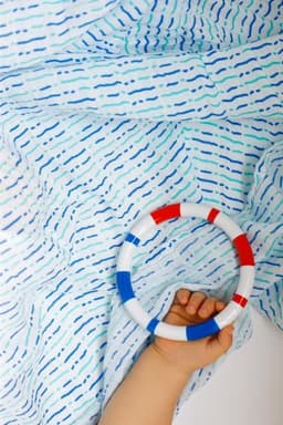 image-ORGANIC SWADDLE SET - SHADES OF BLUE (Chevron + Dotty)