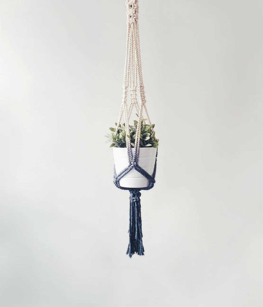 image-Macrame Plant Hanger, Hanging Planter, Dip Dyed