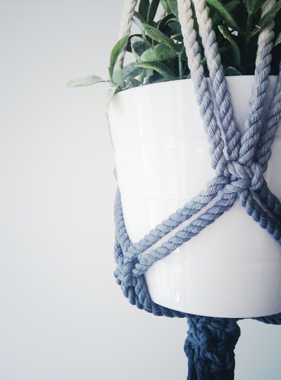 image-Macrame Plant Hanger, Hanging Planter, Dip Dyed