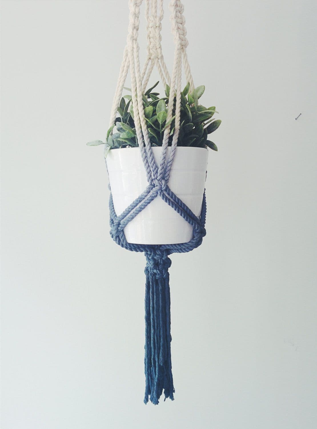 image-Macrame Plant Hanger, Hanging Planter, Dip Dyed