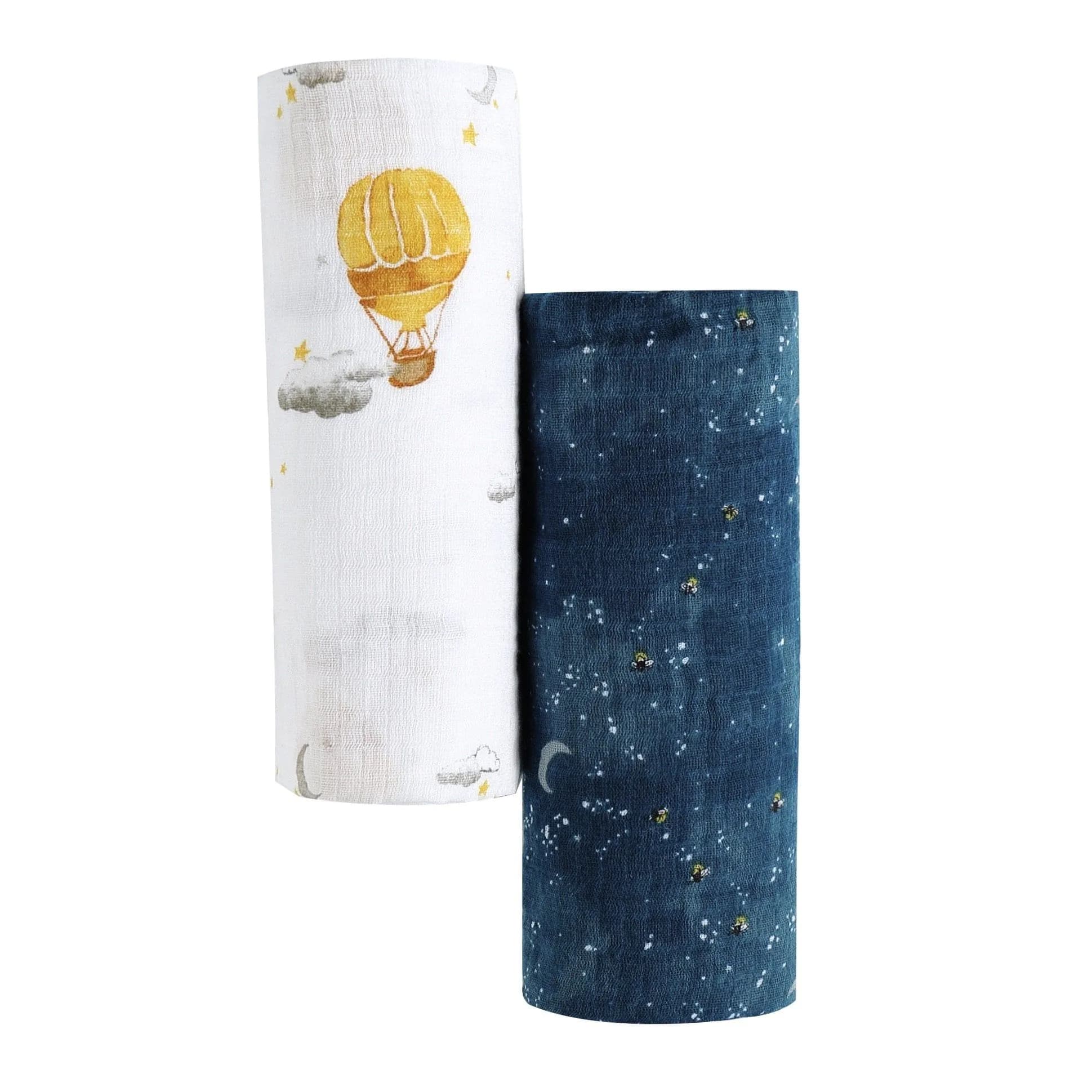 image-ORGANIC SWADDLE SET - FLY ME TO THE MOON (Starry Night + Hot Air