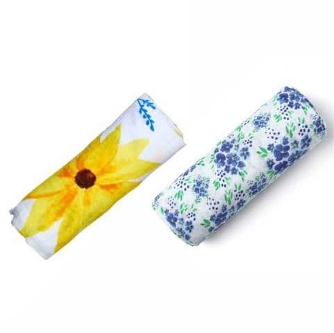 image-ORGANIC SWADDLE SET - GLOWING GARDEN (Sunflower + Blue Butterfly)