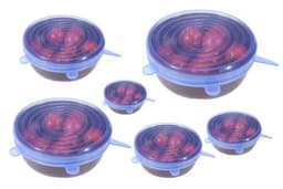 image-Reusable Bowl Pot Lid Silicone Food Seal Wrap 6 Pcs