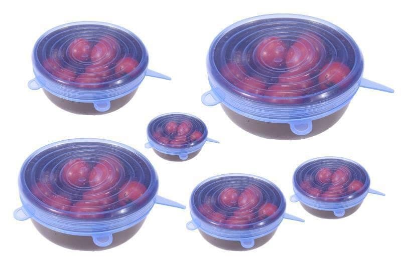 image-Reusable Bowl Pot Lid Silicone Food Seal Wrap 6 Pcs