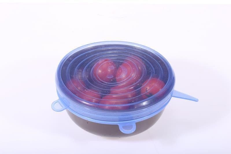 image-Reusable Bowl Pot Lid Silicone Food Seal Wrap 6 Pcs