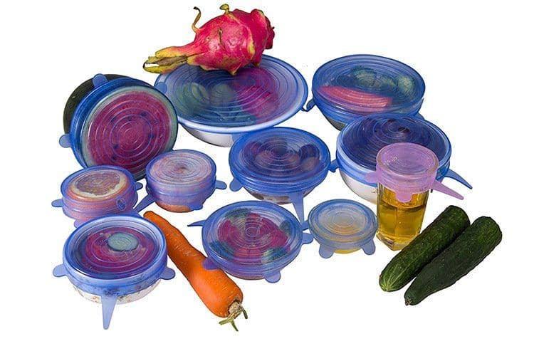 image-Reusable Bowl Pot Lid Silicone Food Seal Wrap 6 Pcs
