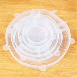 image-Reusable Bowl Pot Lid Silicone Food Seal Wrap 6 Pcs