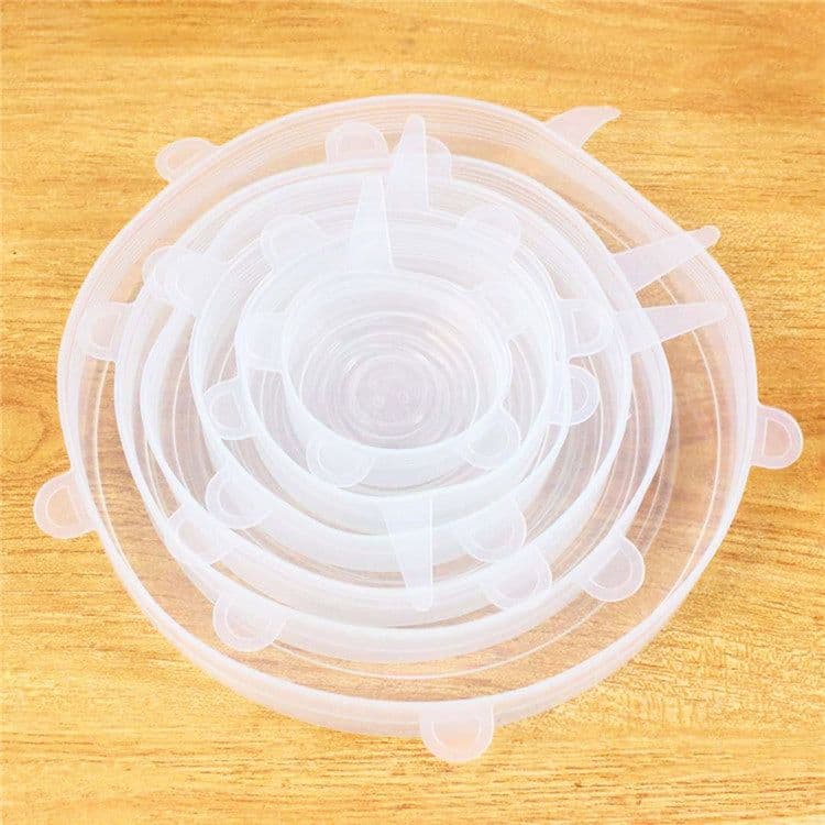 image-Reusable Bowl Pot Lid Silicone Food Seal Wrap 6 Pcs