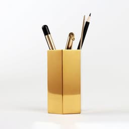 image-Hexagon Brass Desktop Organizer