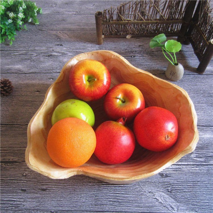 image-Natural Wood Serving Bowl
