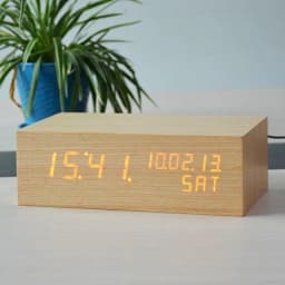 image-Classic Rectangle Wood LED Clock