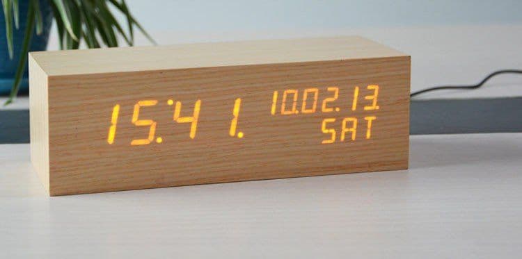image-Classic Rectangle Wood LED Clock