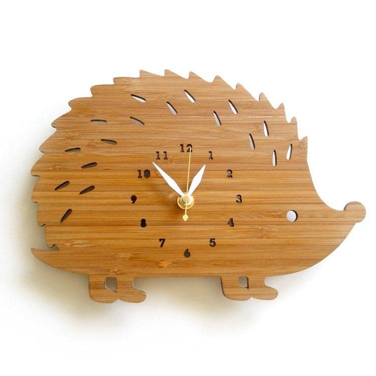 image-Creative Modern Bamboo Hedgehog Wall Clock