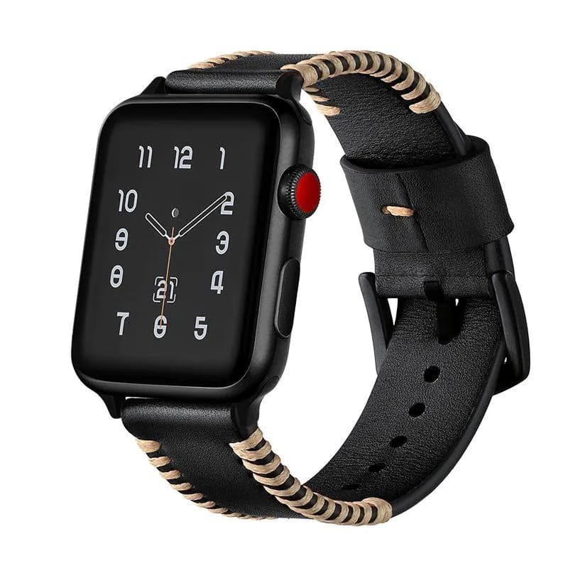 image-Stitched Leather Apple Watch Band