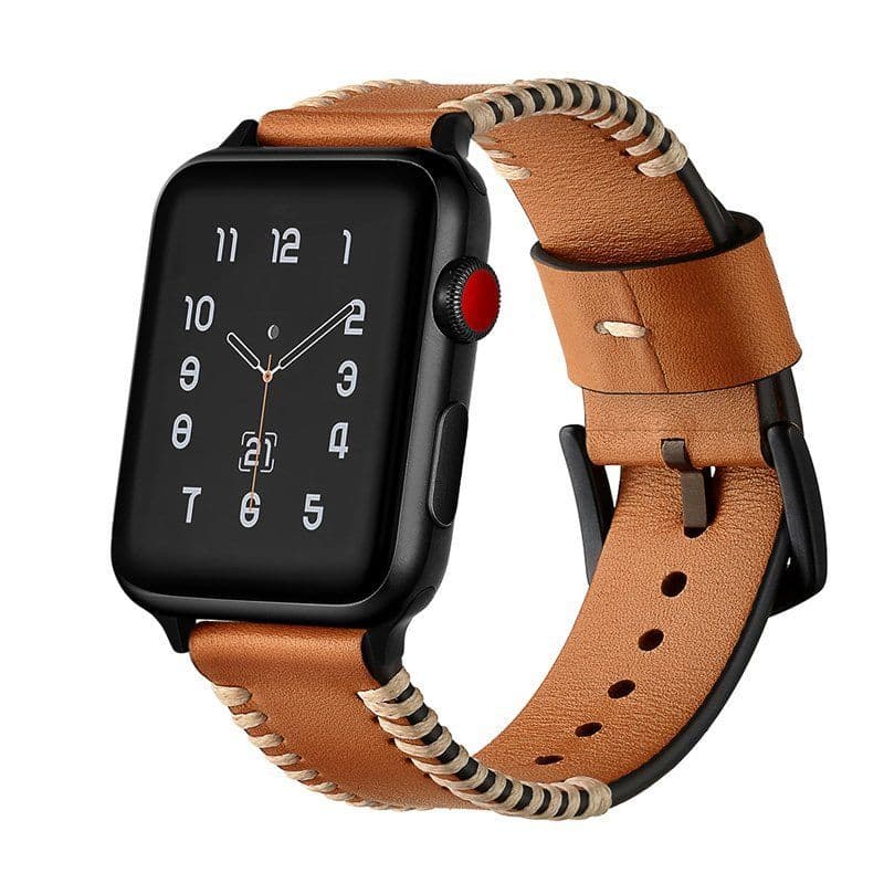 image-Stitched Leather Apple Watch Band