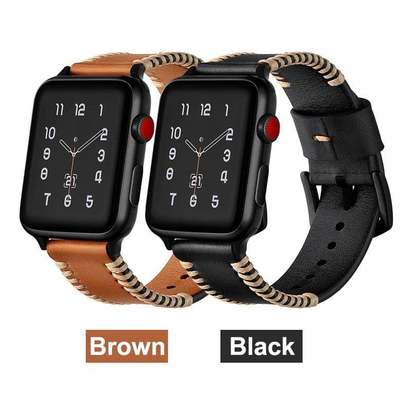 image-Stitched Leather Apple Watch Band
