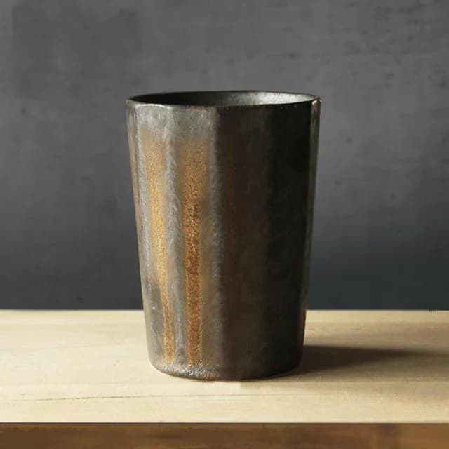 image-Handmade Multi-faceted Line Coffee Mug