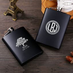 image-Personalized Black Flask Set