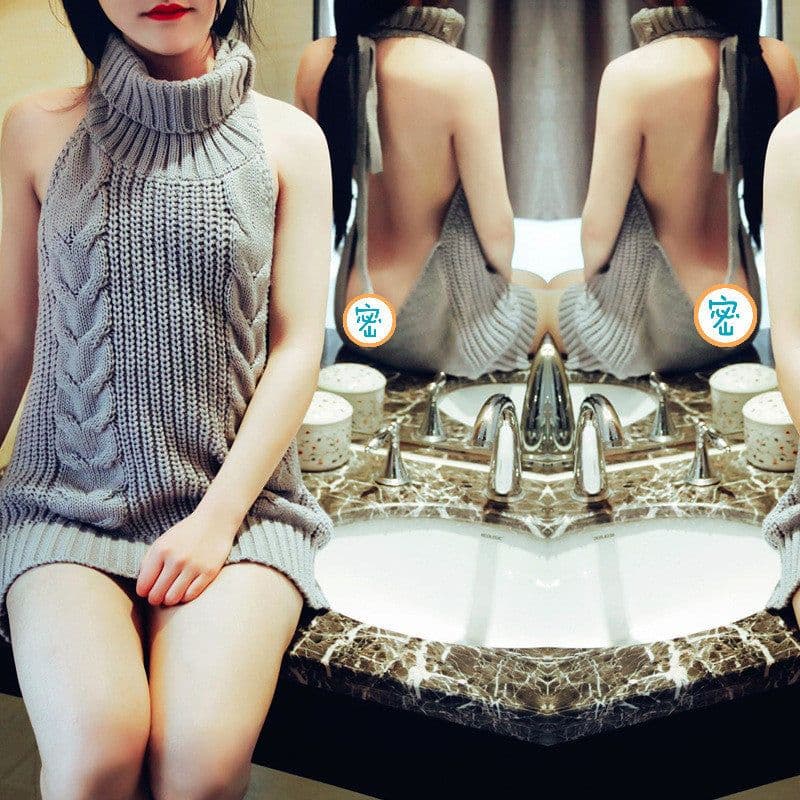 image-Autumn sexy halter sexy sweater female high neck sleeveless knit pullover girl danzi cos 1369-1