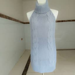 image-Autumn sexy halter sexy sweater female high neck sleeveless knit pullover girl danzi cos 1369-1