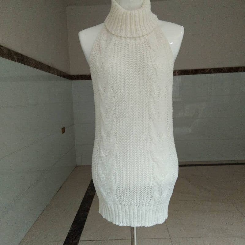 image-Autumn sexy halter sexy sweater female high neck sleeveless knit pullover girl danzi cos 1369-1