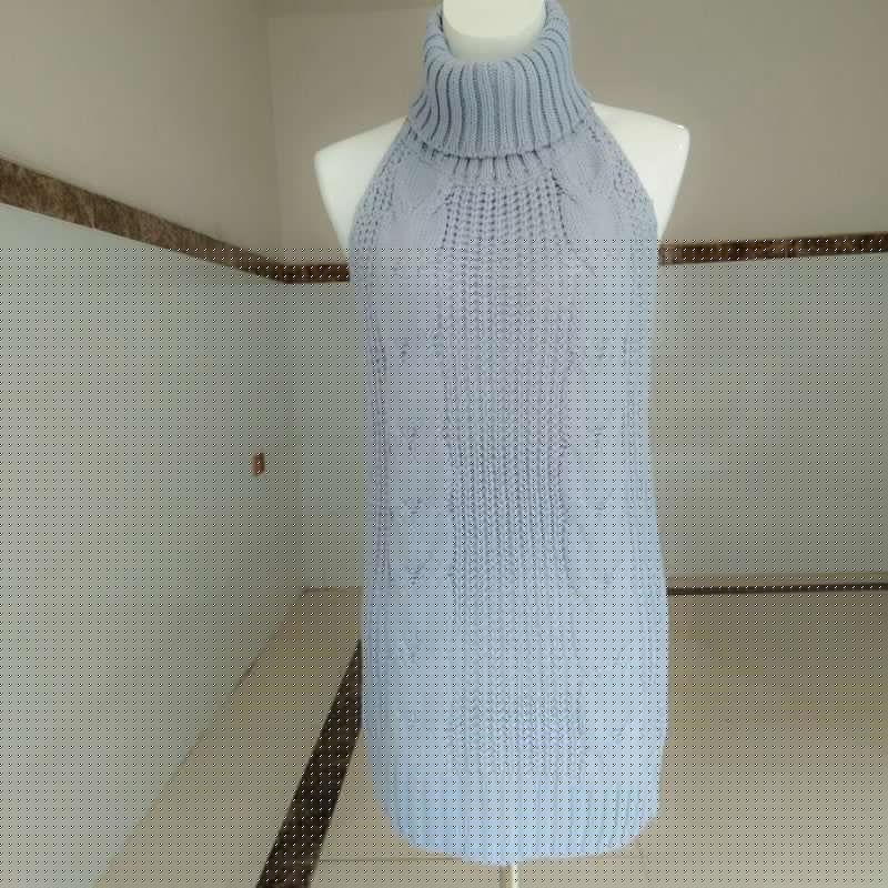image-Autumn sexy halter sexy sweater female high neck sleeveless knit pullover girl danzi cos 1369-1