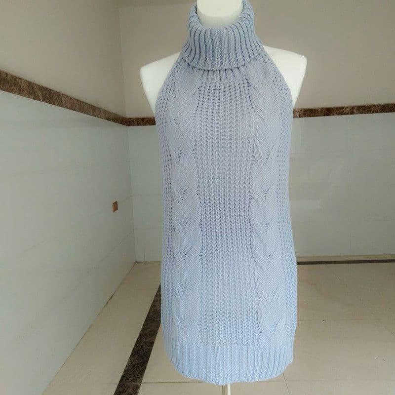 image-Autumn sexy halter sexy sweater female high neck sleeveless knit pullover girl danzi cos 1369-1