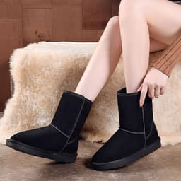 image-Foreign trade cross-border snow boots women 2021 new women's shoes cowhide plus velvet thick warm cotton shoes women autumn and winter cotton boots women