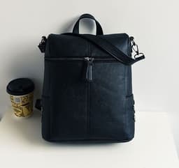 image-Foreign trade female backpack, rivet bag, fashionable casual Korean style trendy simple backpack student bag