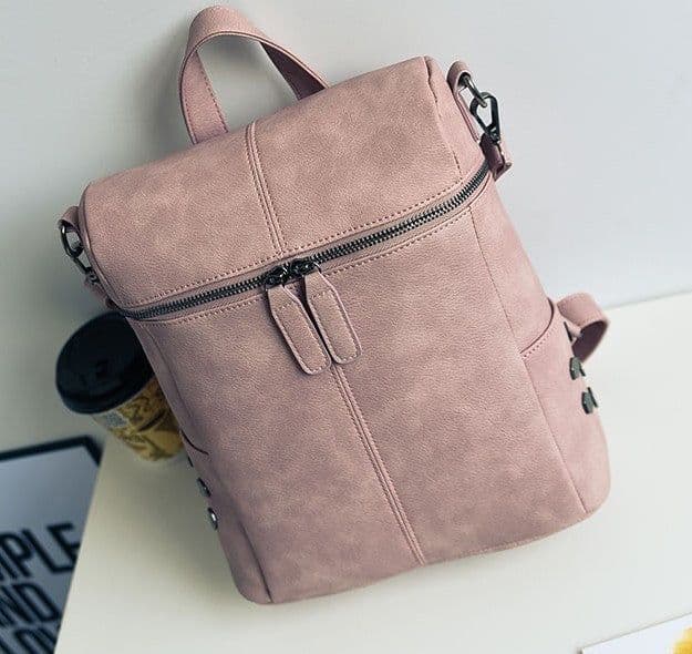 image-Foreign trade female backpack, rivet bag, fashionable casual Korean style trendy simple backpack student bag