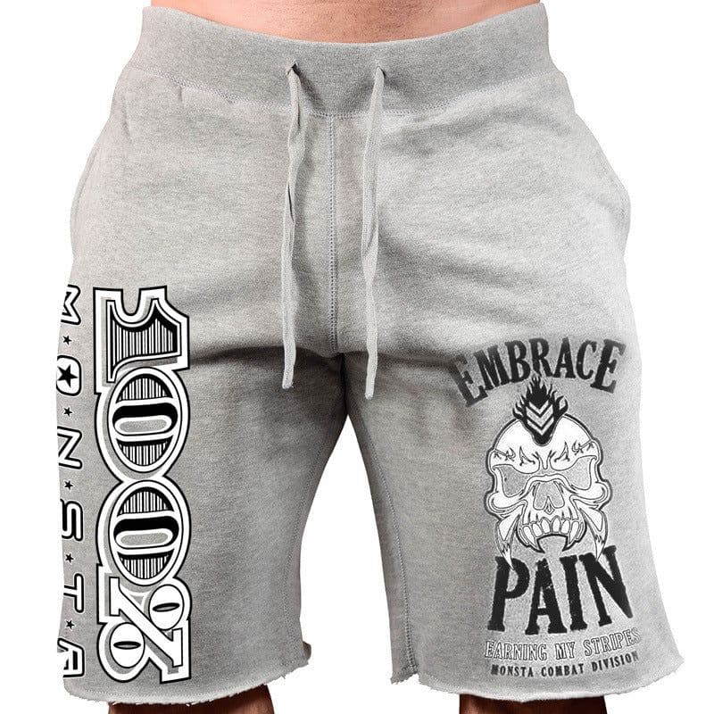 image-Muscle fitness brothers men's sports running leisure personality big printing cotton stretch shorts one drop