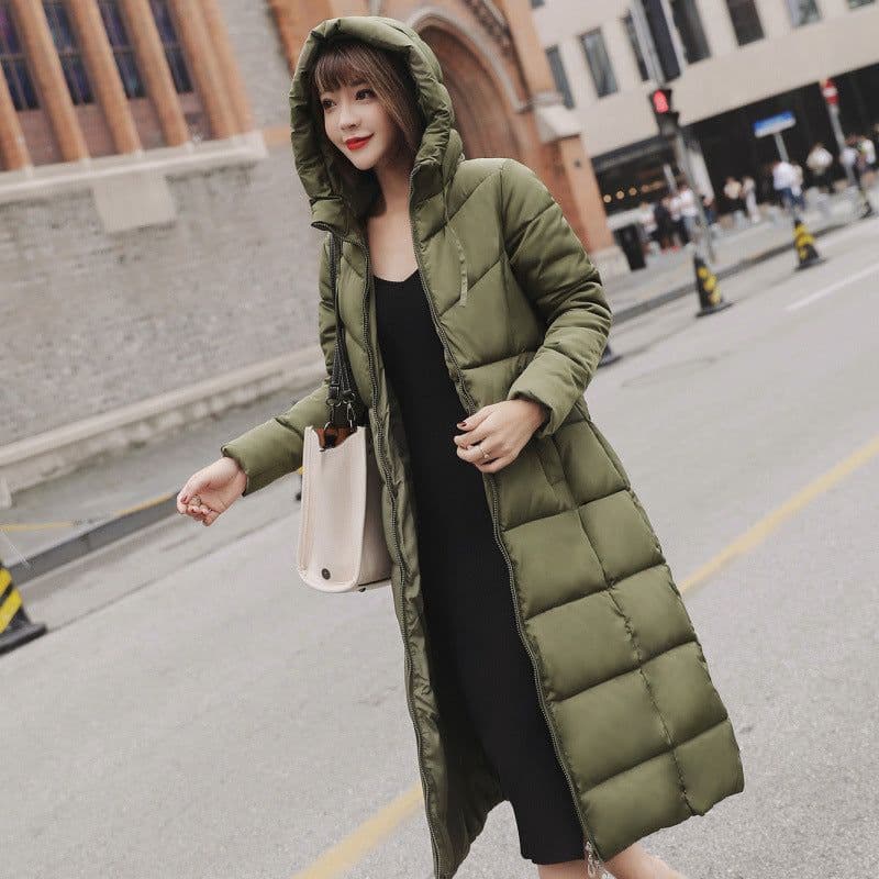 image-Women's thick over-the-knee plus size cotton coat