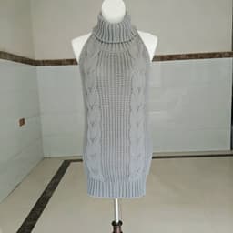 image-Autumn sexy halter sexy sweater female high neck sleeveless knit pullover girl danzi cos 1369-1