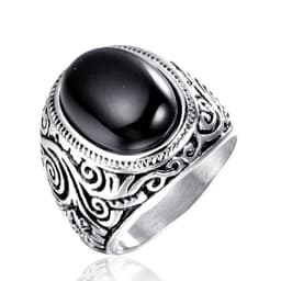 image-Titanium Steel Men's Ring - Black Turquoise