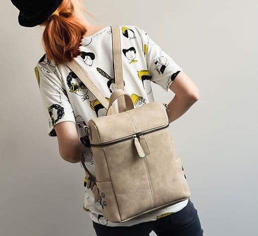 image-Foreign trade female backpack, rivet bag, fashionable casual Korean style trendy simple backpack student bag