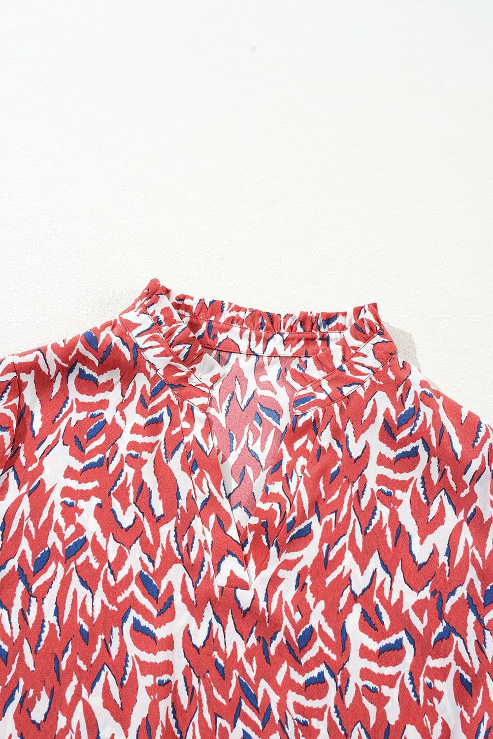image-Orange Abstract Print V Neck Pleated High Waist Midi Dress