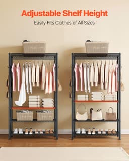 image-VEVOR Heavy Duty Clothing Rack - 4-Tier Carbon Steel 500lbs