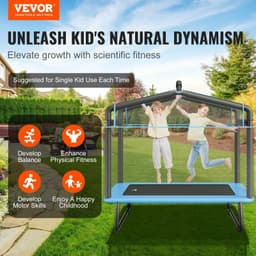 image-VEVOR 6FT Trampoline for Kids, 72" Indoor/Outdoor Toddlers Trampoline, Mini Baby Trampoline with Safety Enclosure Net, Gymnastics Bar, Hammock, Recreational Trampoline Birthday Gift for 3+ Years Kids
