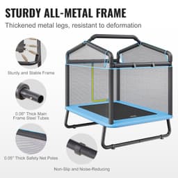 image-VEVOR 6FT Trampoline for Kids, 72" Indoor/Outdoor Toddlers Trampoline, Mini Baby Trampoline with Safety Enclosure Net, Gymnastics Bar, Hammock, Recreational Trampoline Birthday Gift for 3+ Years Kids