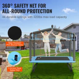 image-VEVOR 6FT Trampoline for Kids, 72" Indoor/Outdoor Toddlers Trampoline, Mini Baby Trampoline with Safety Enclosure Net, Gymnastics Bar, Hammock, Recreational Trampoline Birthday Gift for 3+ Years Kids