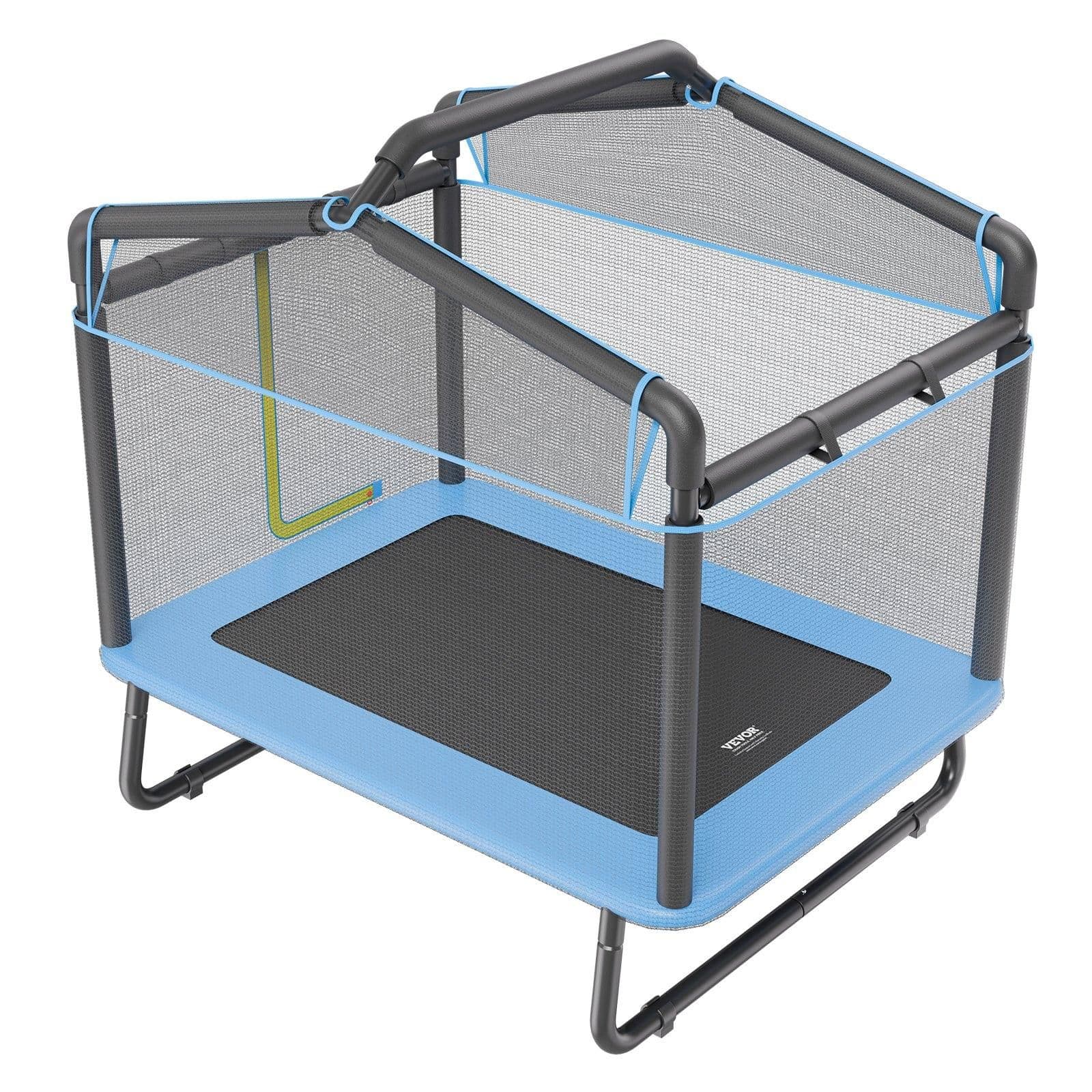 image-VEVOR 6FT Trampoline for Kids, 72" Indoor/Outdoor Toddlers Trampoline, Mini Baby Trampoline with Safety Enclosure Net, Gymnastics Bar, Hammock, Recreational Trampoline Birthday Gift for 3+ Years Kids