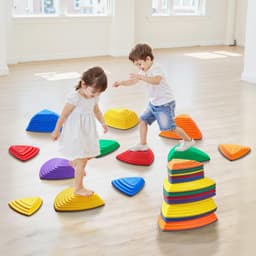 image-VEVOR Balance Stepping Stones for Kids, 12 PCS, Up to 220 lbs, Non-Slip Toddlers Sensory Stepping Stones, Obstacle Course Coordination Game Toys Indoor or Outdoor Play for Children Aged 3 4 5 6 7 8+