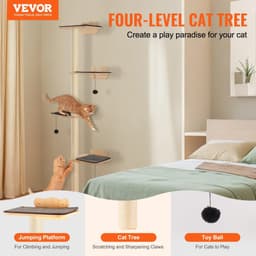 image-VEVOR 4 Tiers Cat Tree, Cat Wall Furniture Set with 4 Jumping Boards, Wall-Mounted Cat Floating Shelf up to 40 lbs, 12 mm Pine Wood Cat Perch for Sleeping, Playing, and Climbing
