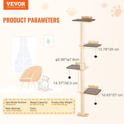 image-VEVOR 4 Tiers Cat Tree, Cat Wall Furniture Set with 4 Jumping Boards, Wall-Mounted Cat Floating Shelf up to 40 lbs, 12 mm Pine Wood Cat Perch for Sleeping, Playing, and Climbing