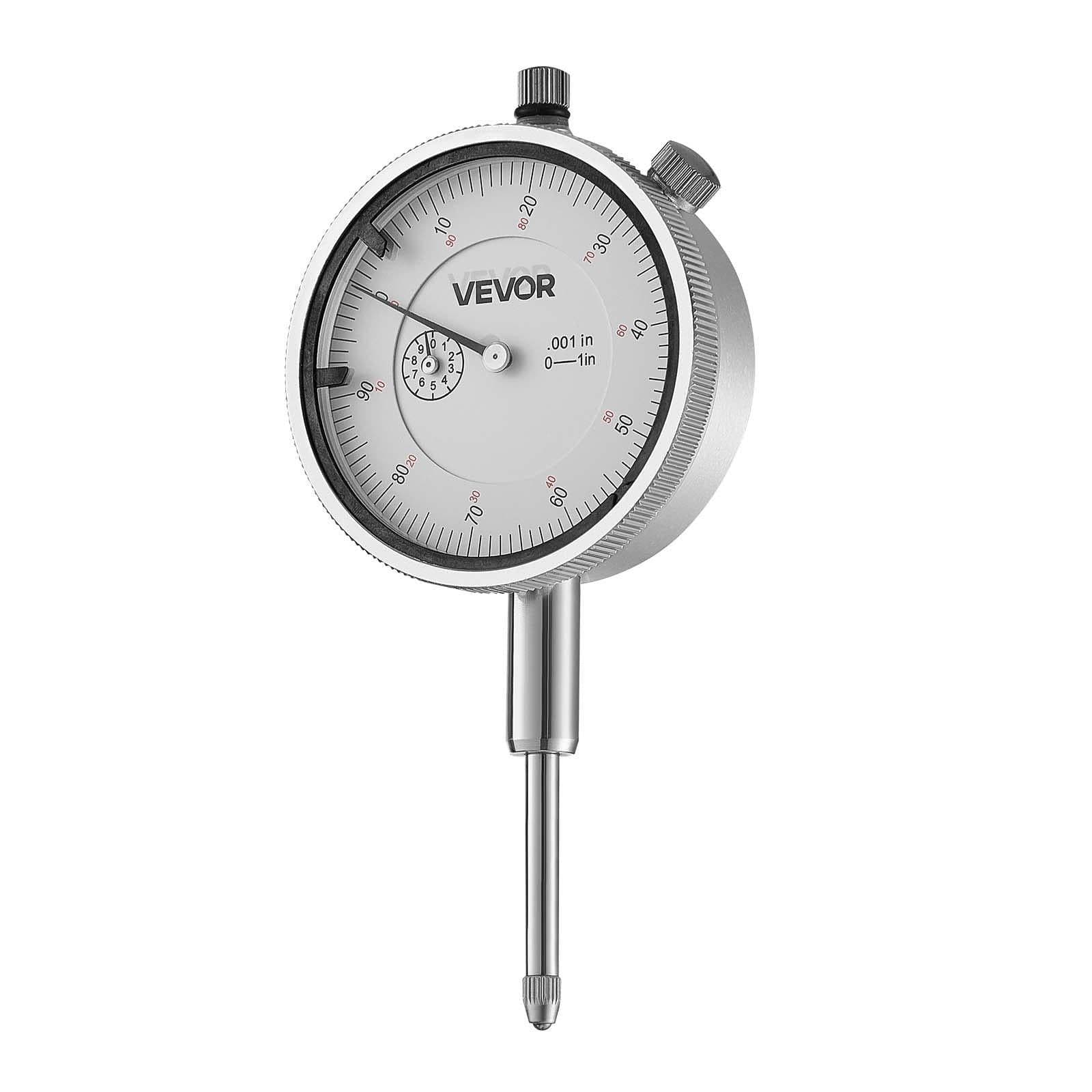 image-VEVOR Dial Test Indicator, 0.001 inch Accuracy, 0-1 inch Measuring Range, Easy to Read Large Dial, Professional for Internal Diameter Measurement, Runout Detection, Flatness Inspection