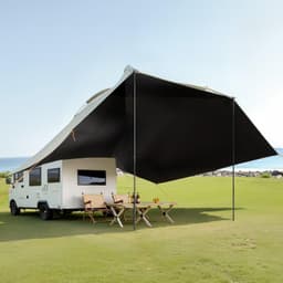 image-VEVOR Vehicle Awning, Large 10' x 7' Shade Coverage Car Side Awning, PU2000mm UV50+ Car Awning with Extended Side Canopies and Portable Storage Bag, Suitable for Truck, SUV, Van, Campers